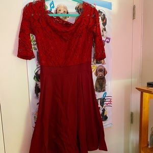 Red lace dress